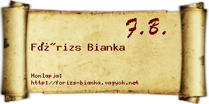 Fórizs Bianka névjegykártya