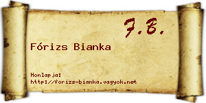 Fórizs Bianka névjegykártya
